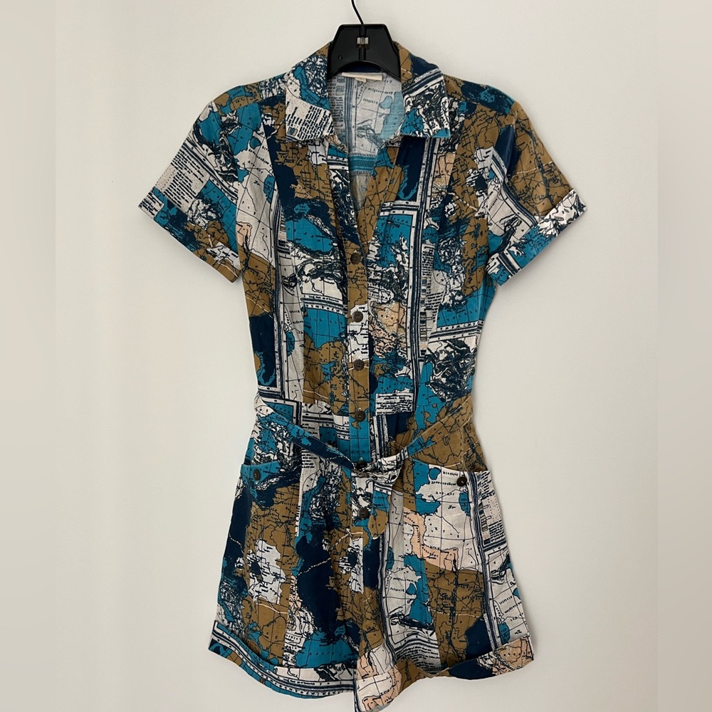 Modcloth Map Print Romper NWOT - Picture 2 of 4